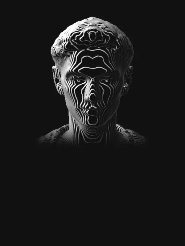 Syed Ahmad Alsagoff, as a marble bust drawn in contour lines